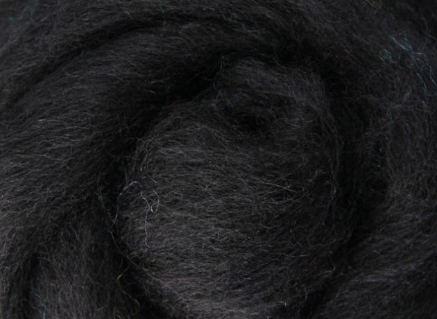 Corriedale Wool Sliver/Roving/Top - Liquorice [Black] - 1kg