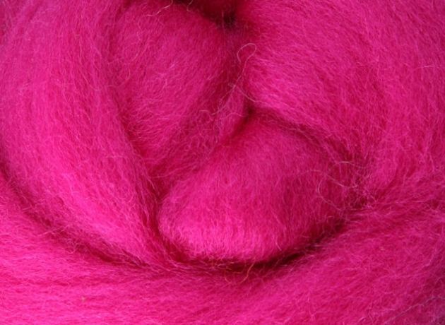 Corriedale Wool Sliver/Roving/Top - Magenta - 1kg