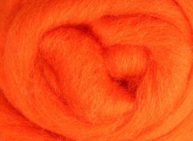 Corriedale Wool Sliver/Roving/Top - Orange - 1kg