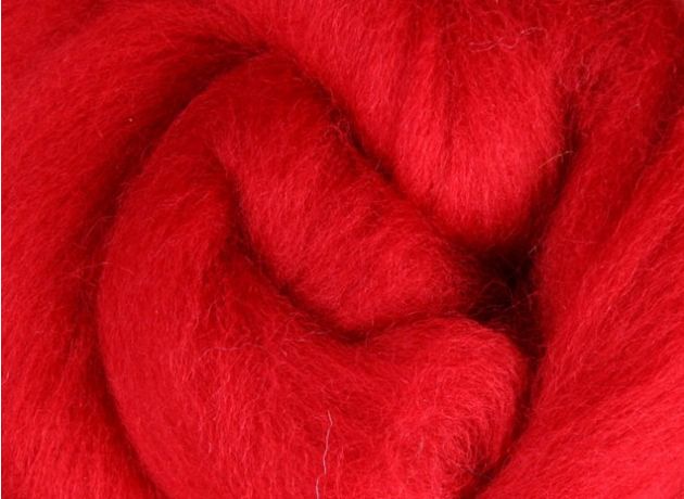 Corriedale Wool Sliver/Roving/Top - Scarlet - 1kg