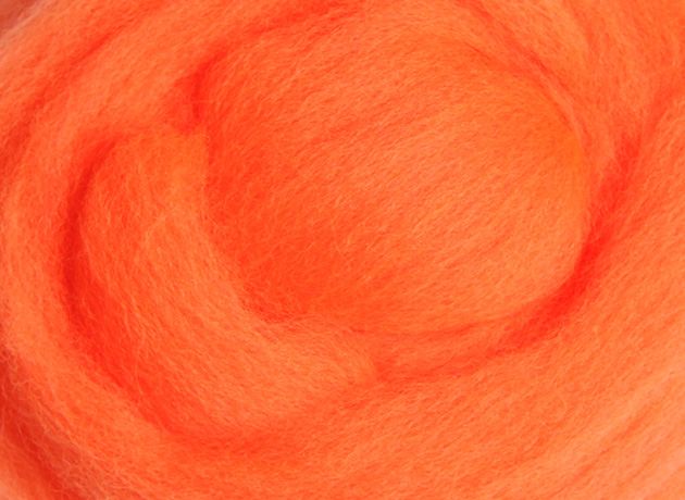 Corriedale Wool Sliver/Roving/Top - Fluro Orange - 1kg