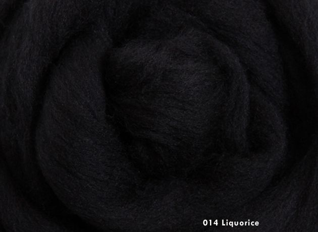 Merino Wool Sliver/Roving/Top - Liquorice [Black] - 100g